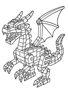 LEGO Ejderha Boyama Sayfası — PDF indir, yazdır ve boya LEGO Ejderha Boyama Sayfaları — blok tarzı ejderha boyama resimleri
