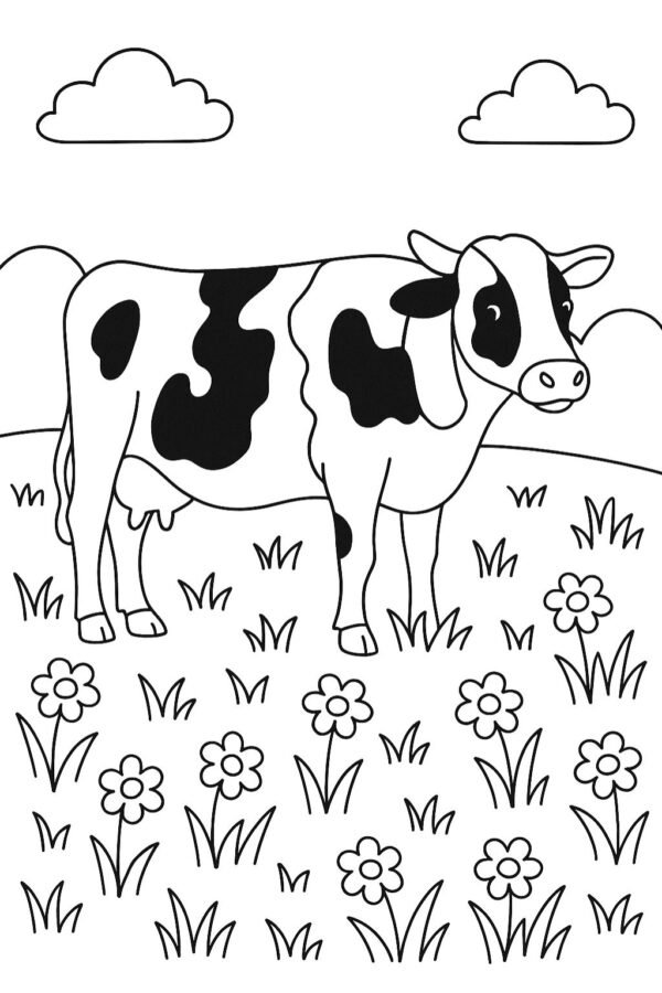 Otlayan İnekler Boyama Sayfaları — çiftlik temalı boyama resimleri