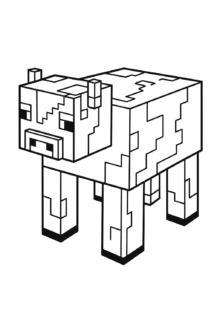Minecraft inek boyama sayfası — bloklu inek boyama resmi