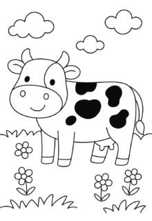 Sevimli İnek Boyama Sayfaları — kolay ve eğlenceli boyama resimleri