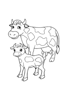 İnek ve Buzağı Boyama Sayfası – Ücretsiz indir ve yazdır