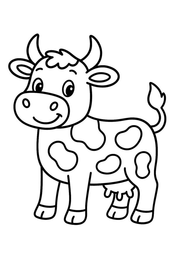 Kolay İnek Boyama Sayfası — PDF indir ve yazdır