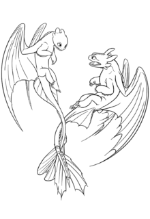 İki Uçan Ejderha Boyama Sayfaları — detaylı fantastik boyama resimleri