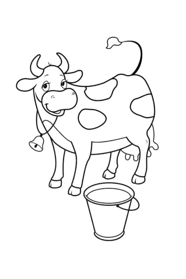 4–5 Yaş İçin Kolay ve Eğlenceli İnek Boyama Sayfası — Yazdırılabilir PDF