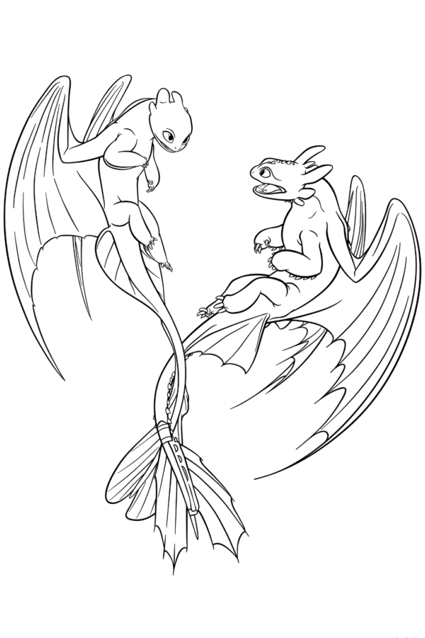 İki Uçan Ejderha Boyama Sayfaları