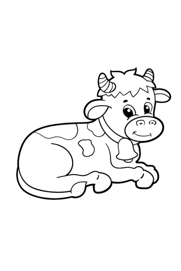 Yatan inek boyama sayfası — ücretsiz indir ve yazdır