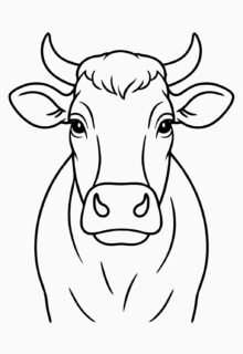 İnek başı boyama sayfası — ücretsiz indir ve yazdır