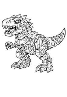 Robot Dinozor Boyama Sayfası | Ücretsiz Yazdırılabilir