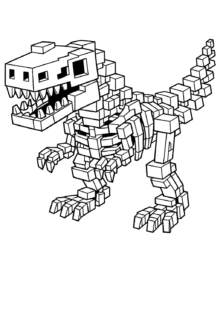 Minecraft tarzı bloklu T-Rex dinozor boyama sayfası